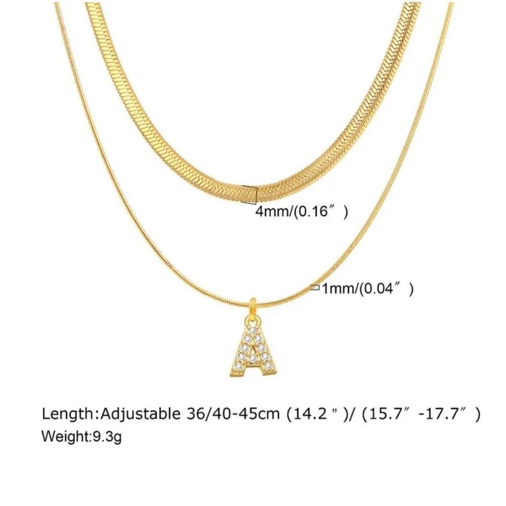 Double Layer Pendant Letter Necklace M in Gold Plated Stainless Steel - Picture 8 of 8